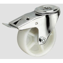 4inch Industrial Caster White PP Ball Caster with Side Brake